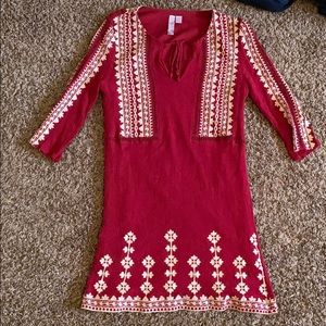 Red abut above the knees dress